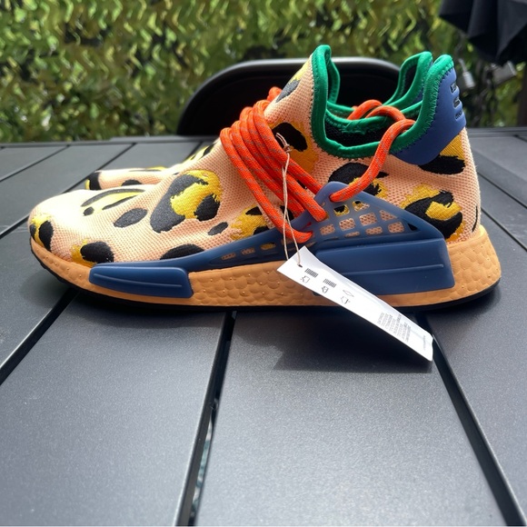 Adidas Men’s NMD Human Race Pharrell Animal Print Leopard Pulse Amber - Picture 3 of 5